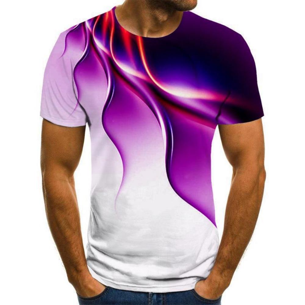 Summer hot selling 3D camouflage line printed men's sports and leisure round neck short sleeved T-shirt