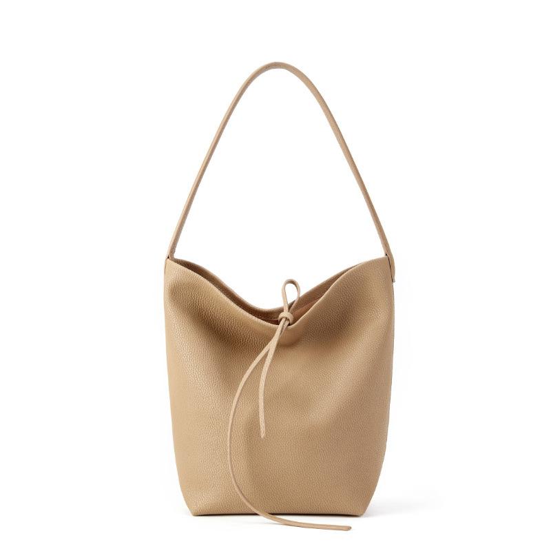 Small Commuter Leather Portable Bucket Bag Lazy Wind Ladies Large Capacity Girls Premium Sense Shoulder Bag Women