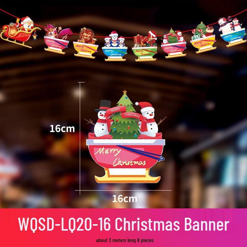24 Christmas Cartoon Store Paper Bunting Flags for Festive Atmosphere