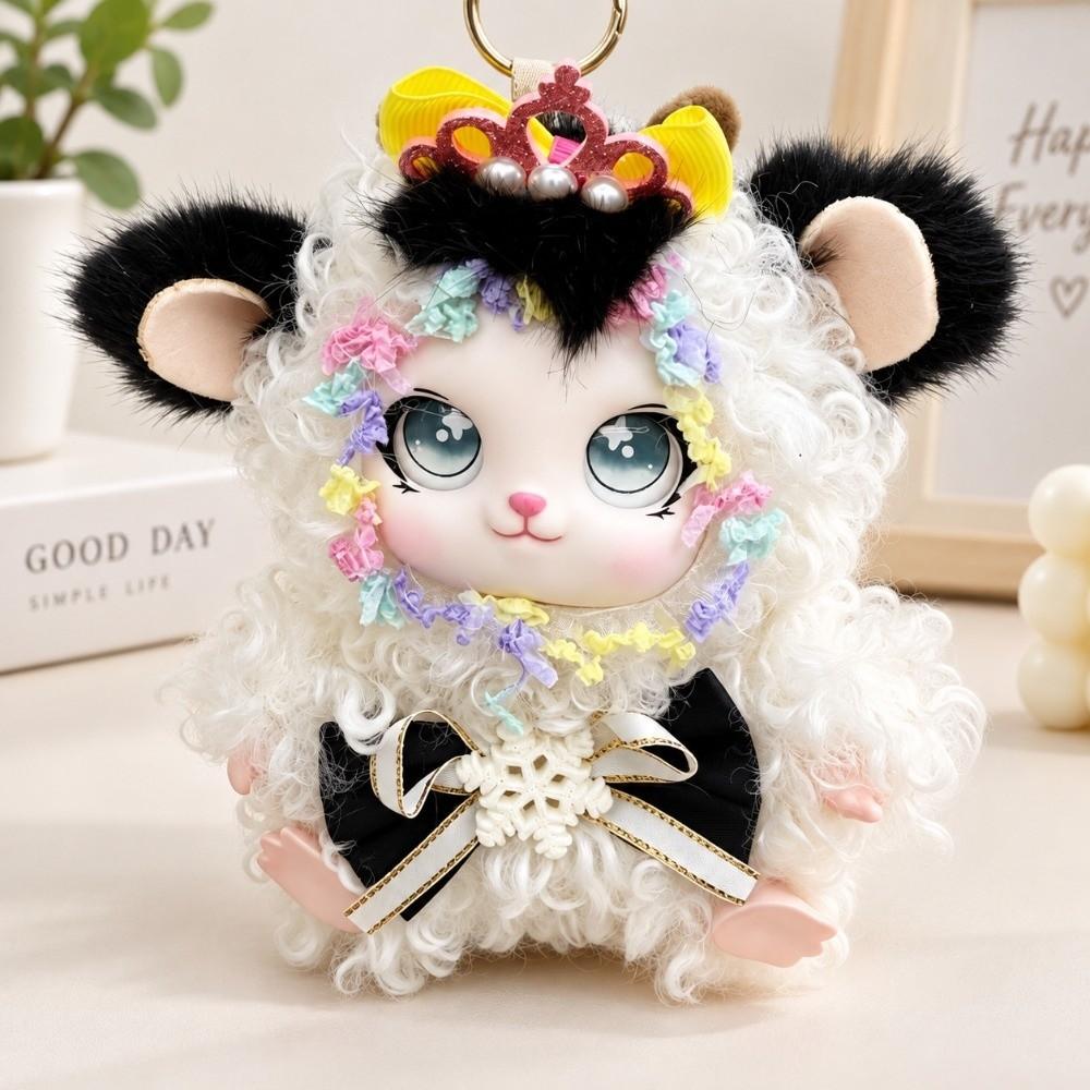 Bag Charm Rabbit Figure Pendant Hanging Style Curly Lamb Keychain Kawaii Plush Doll Pendant Girls
