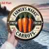 Vintage Farmers Market Metal Tin Sign, Rustic Farmhouse Decor with Carrots, Waterproof Aluminum Poster, 7.87in