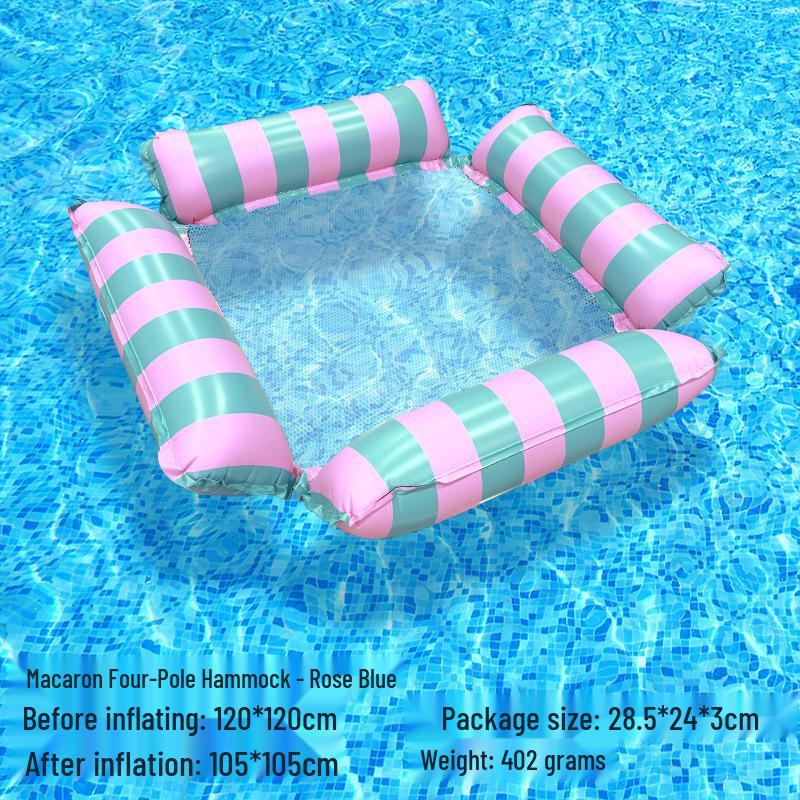 Tumbona Flotante Inflable Plegable Transfronteriza con Respaldo y Malla