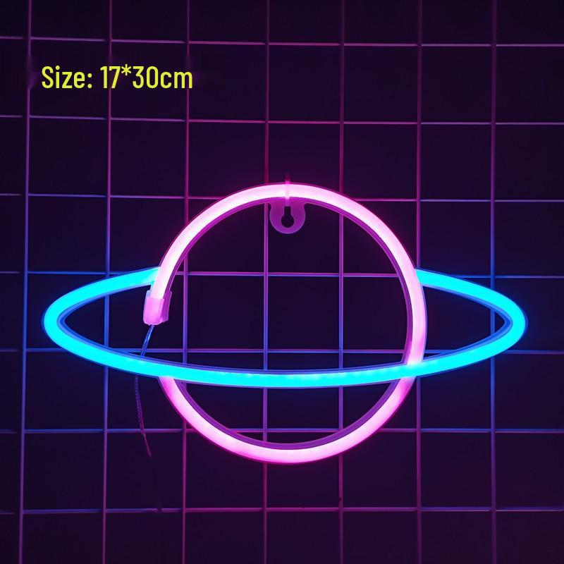 LED Neon Butterfly & Planet Wall Light - Decorative E-sports, Bar, and Photo Prop Night Light