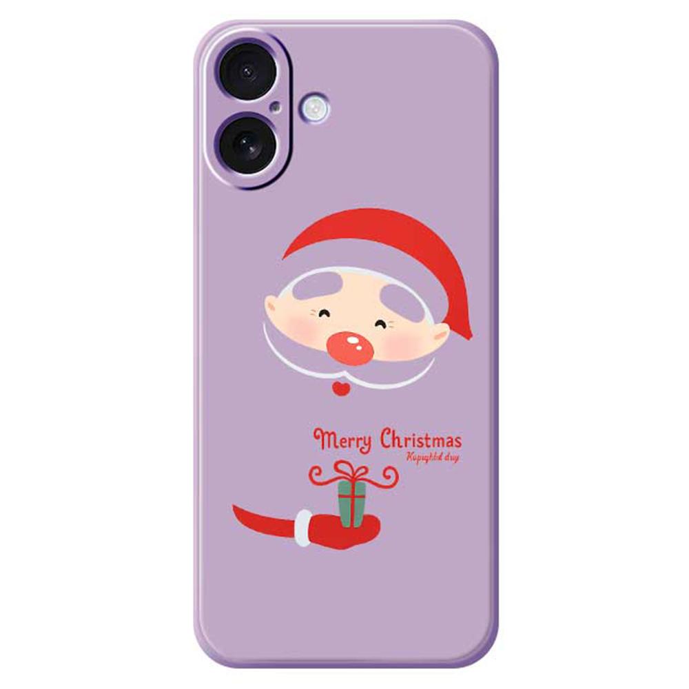 

For iPhone 17 Case Santa Claus Gift Pattern Printing Straight Edge TPU Phone Back Cover Purple