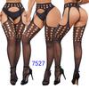 Women's Sexy Crotchless Fishnet Suspender Stockings with Eye Jacquard Design - Style 7501