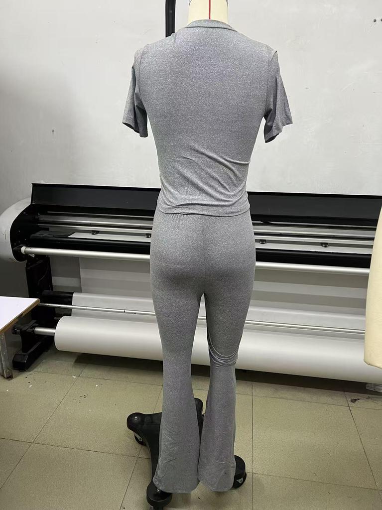 European Cross-border Casual Short-Sleeved Top and Long Pants Activewear Set for Home, Sports, and Yoga.