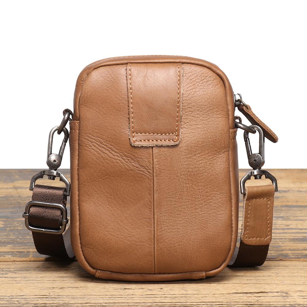 Leather Messenger Bag Business Casual Shoulder Bag First Layer Cowhide Simple Versatile Men'S Fanny Pack Mobile Phone Bag
