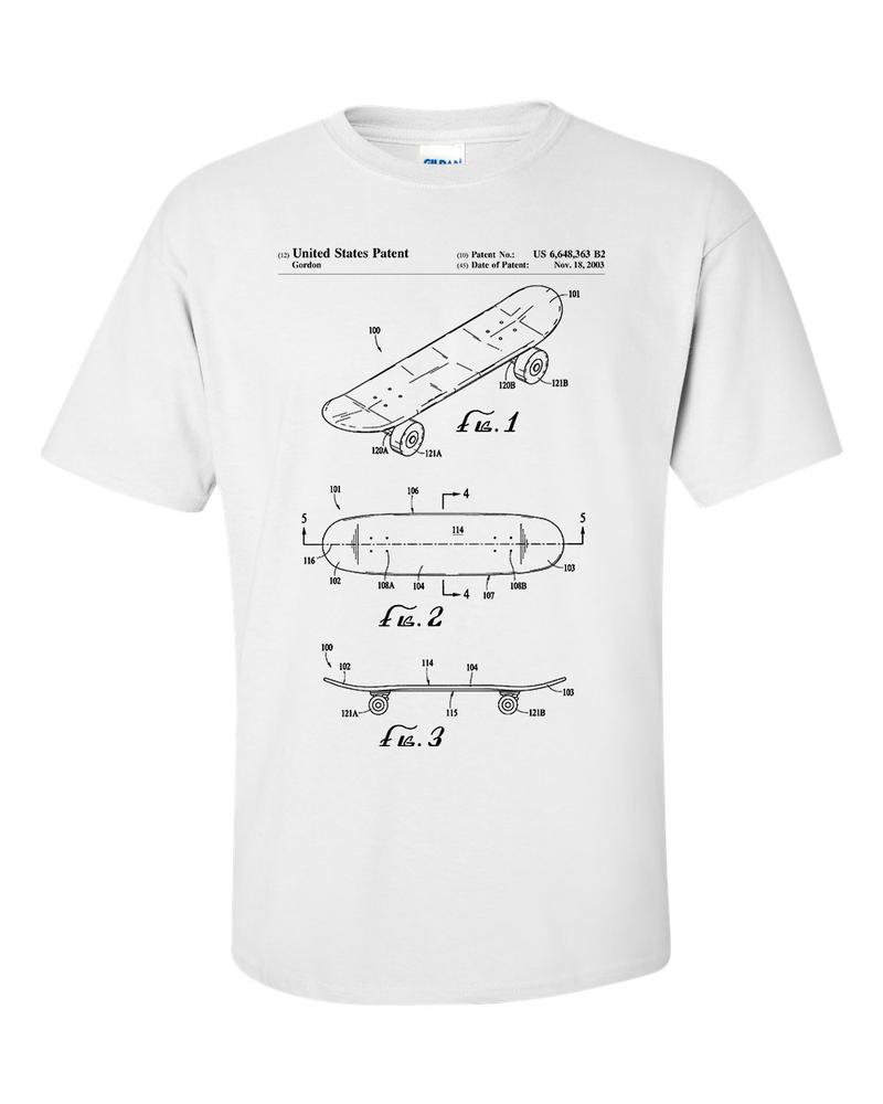 Skateboard Patent Blueprint Skateboarder TShirt 2XL