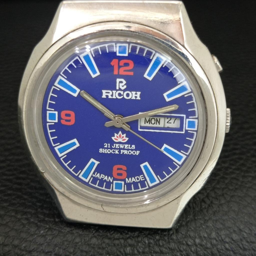 VINTAGE RICOH R31 AUTOMATIC JAPAN MENS BLUE COLOR DIAL WATCH a707699-1