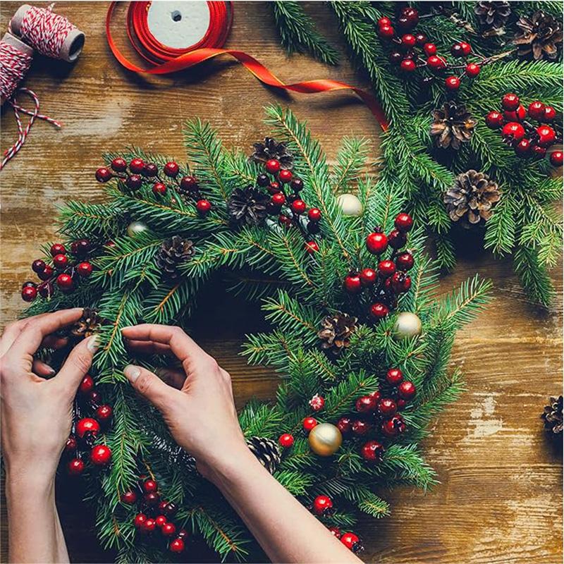 10Pcs Christmas Decoration Artificial Red Berries Xmas Tree Ornament DIY Wreath for Home Decor Navidad New Year Gift Accessories
