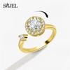 SMJEL Fidget Spinner Ring Anxiety for Women Crystal Demon Eyes Anti Stress Rings Flower Planet Sun Rotating Jewelry Wedding Gift