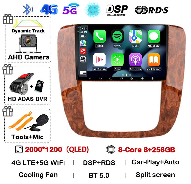 Android 14 Carplay Auto WIFI+4G For GMC Yukon Chevrolet Tahoe Suburban 2007-2012 GPS Car Radio Multimedia Video Player Stereo