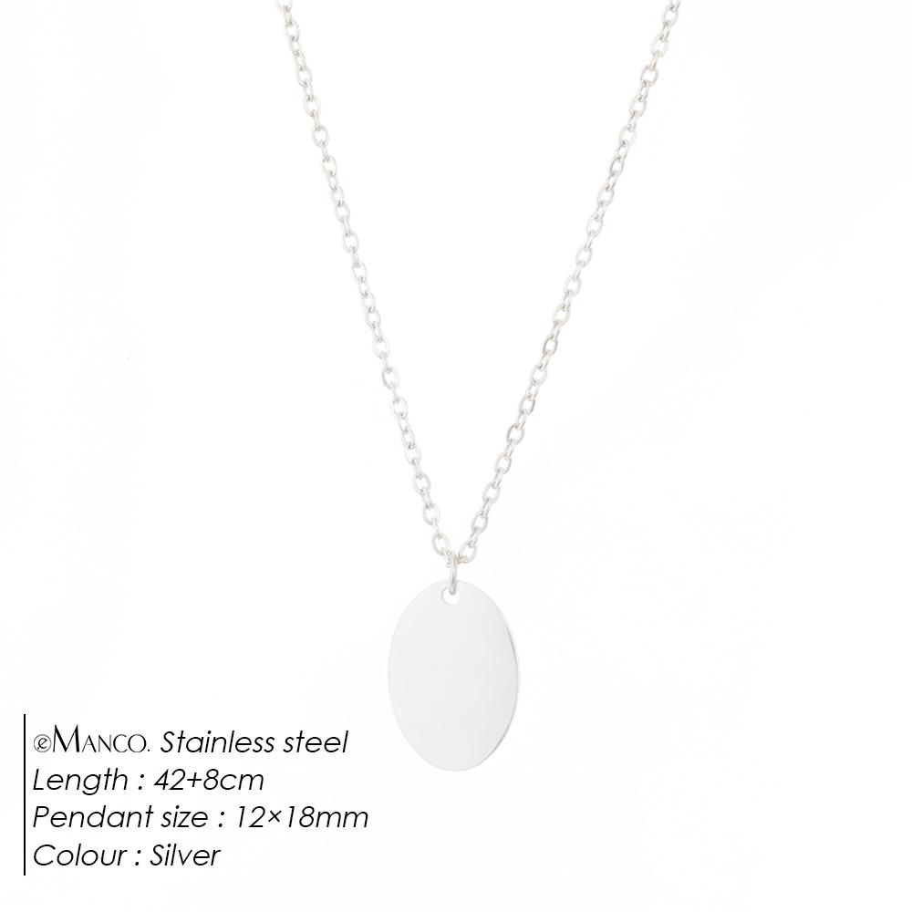 EManco Oval Stainless Steel Pendant Necklace Gold Choker Necklaces on Neck Women Jewelry Gift