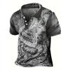 Men's Short Sleeve Zodiac Dragon Fashion Casual Shirt Printed Shirt