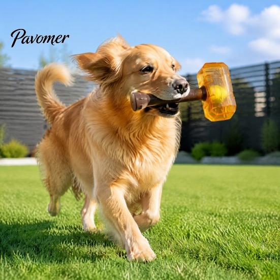 Pet Parent Games Interactive Squeaky Hammer Dog Toy with Built-in Tennis Ball for Medium And Large Dogs, Enrichment Toys Sound Making Puppy