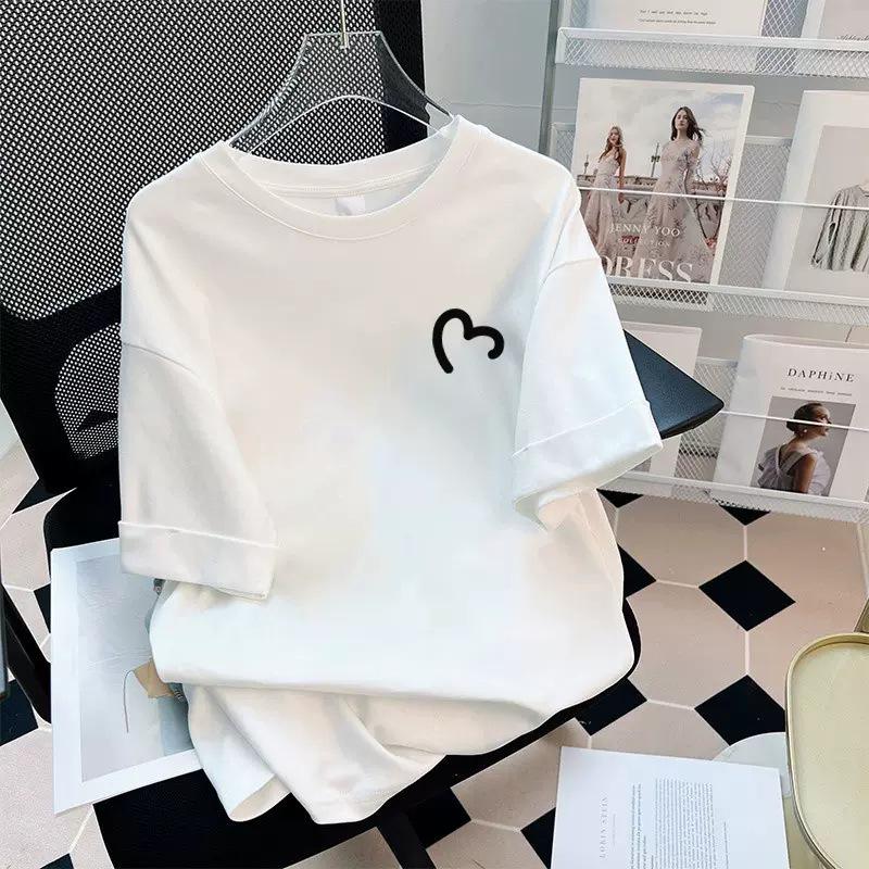 Women's 2023 Fashion Pure Cotton Loose-Fit Short-Sleeve White T-Shirt