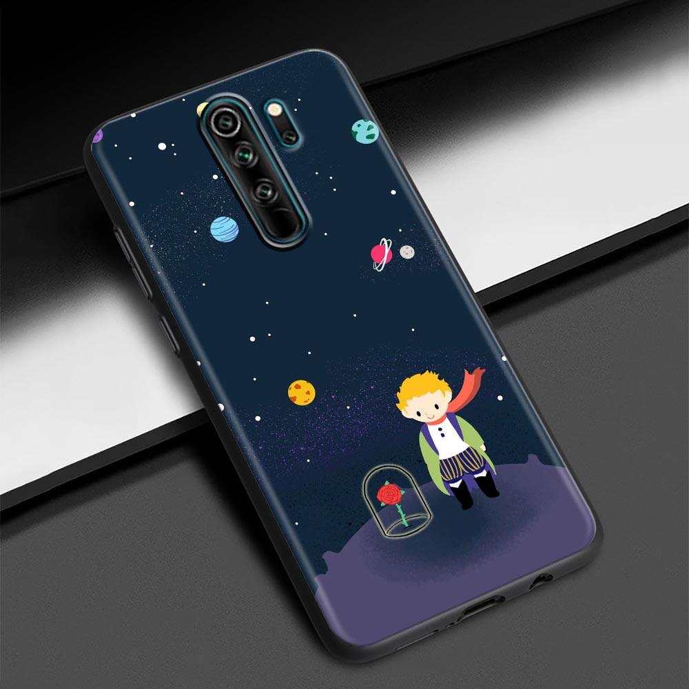 Mały Książę Gwiaździste Niebo Fox Obudowa Telefonu dla Redmi K40 K40S K50 6 6A 7 7A 8 8A 9 9A 9C 9T 10 10C Pro Plus Czarny Miękki Etui