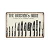 Antique Durable Thick Metal SignButchers Guide Kitchen Knives Metal Tin Sign for Kitchen Iron Painting PlaqueVintage Wall De