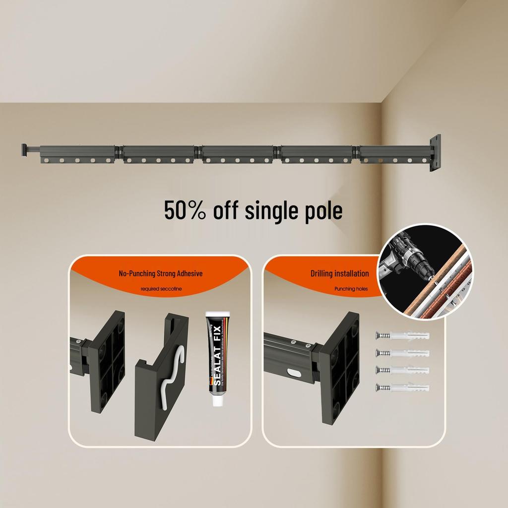 Faltbarer einziehbarer wandmontierbarer Wäschetronständer für den Balkon