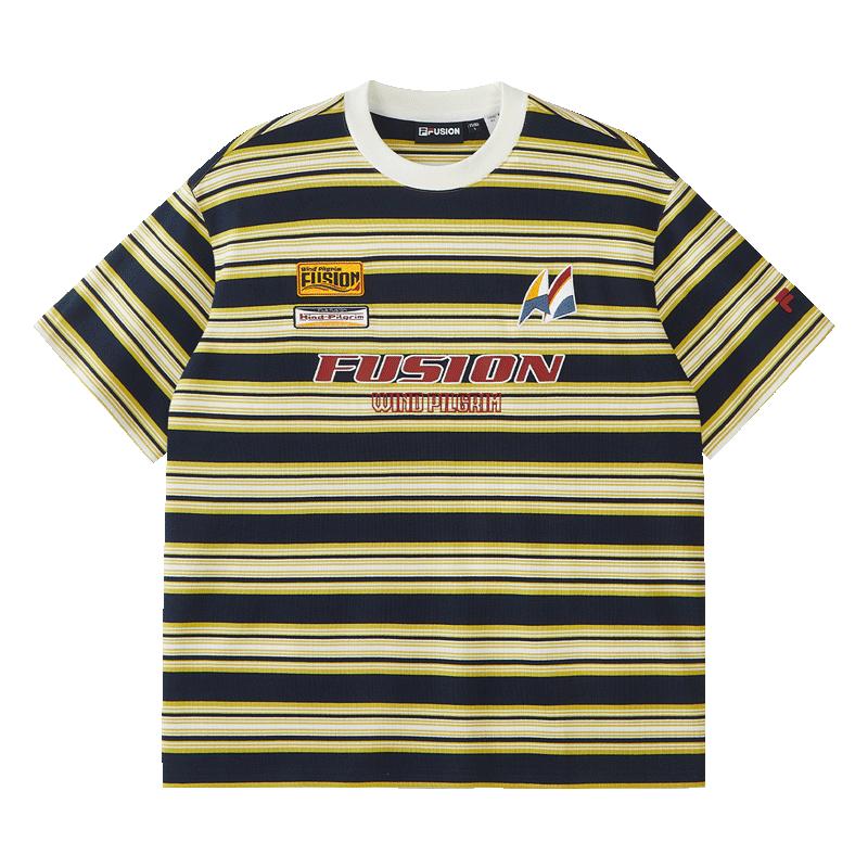FILA FUSION Men s Striped Loose Fit Cotton T-Shirt L