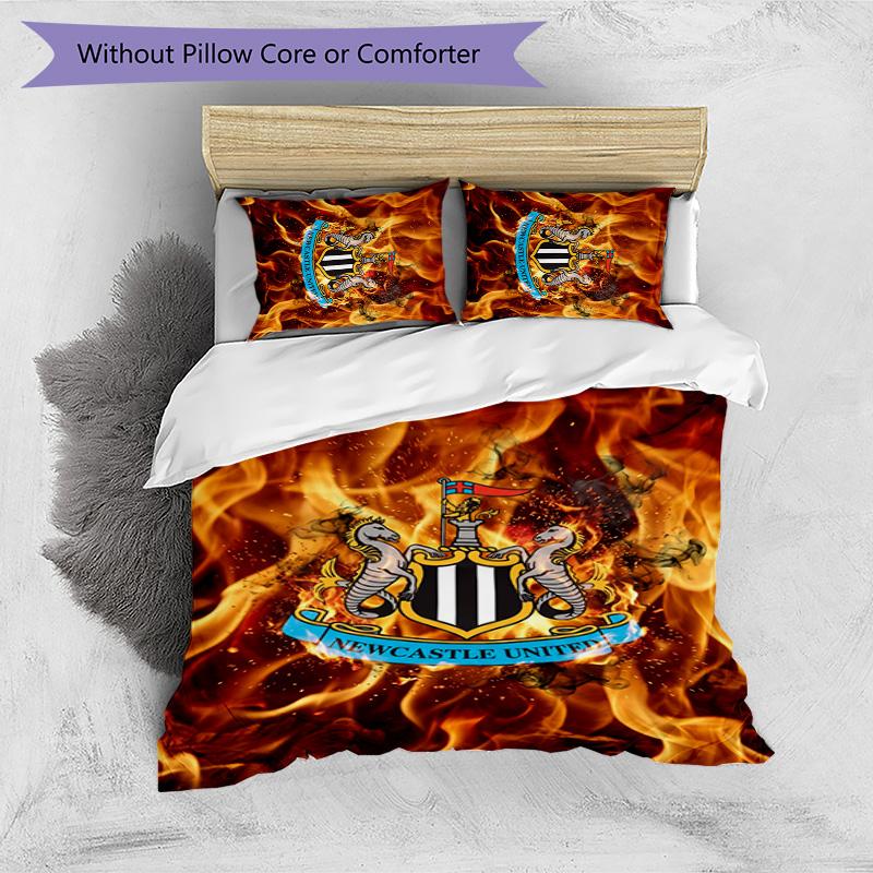 Set Lenzuola Stampato Newcastle United Football 3 Pezzi, Comodo Set Copripiumino per Camera da Letto Amico della Pelle