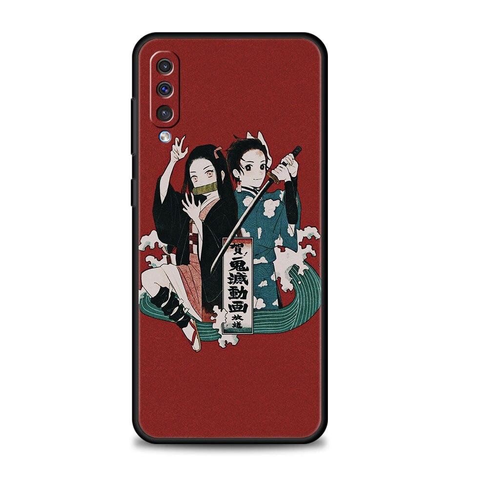 Demon Slayer Kimetsu No Yaiba Coque dla Samsung Galaxy A10s A40 A30 A20e A70 A10 Note 20 Ultra 10 A20s A50 Czarny Telefon komórkowy