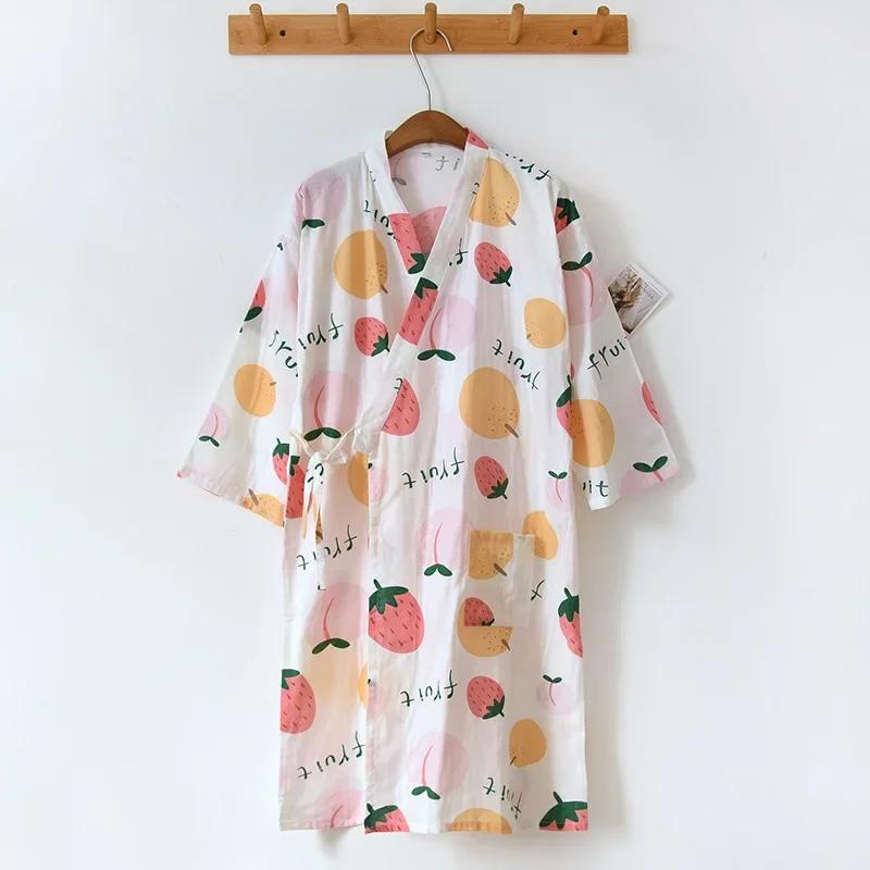 Ladies Cotton Kimono Bathrobe Loose Homewear Pajamas Robes for Women Multi Colors Printed Cardigan Sleep Wear Womens Robe