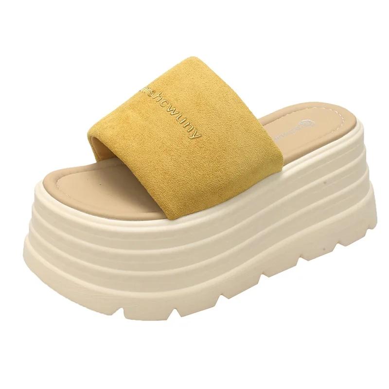 Fashion 8CM Casual Wedge Slippers for Women New Summer Non Slip Platform Sandals Woman Open Toe Comfortable Female Chunky Beach Slippers