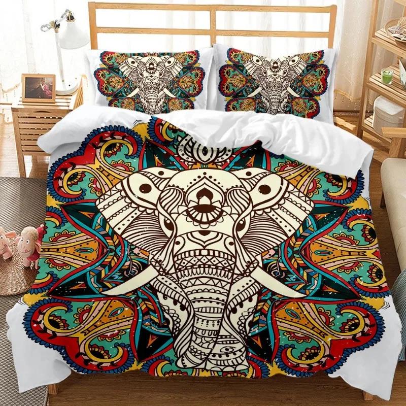 Indian Elephant Bohemia Soft Duvet Cover Set Beding Cover Children Kids,twin Ful Quen King Bed Cover Sets Home Textile House De Couete