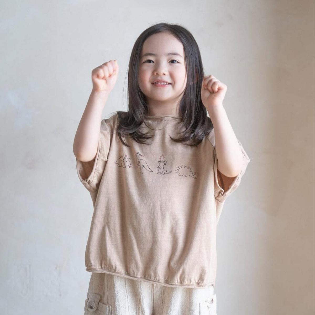 

Kids Summer Short-Sleeve T-shirt with Dinosaur Print and Irregular Neck, Toddler Loose Fit 100cm