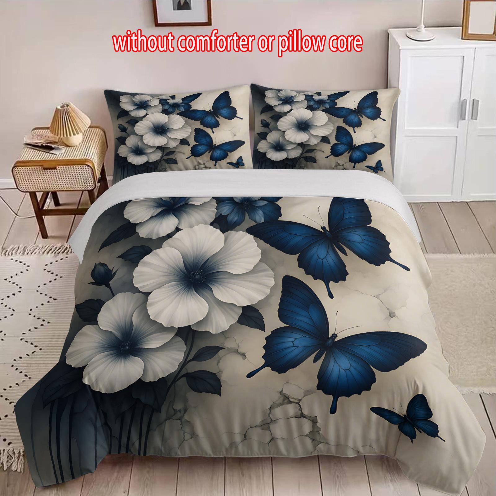 

Butterfly Three-Piece 3D Digital Printing Quilt Set cover 90 * 200 + and 50 * 75 * 1