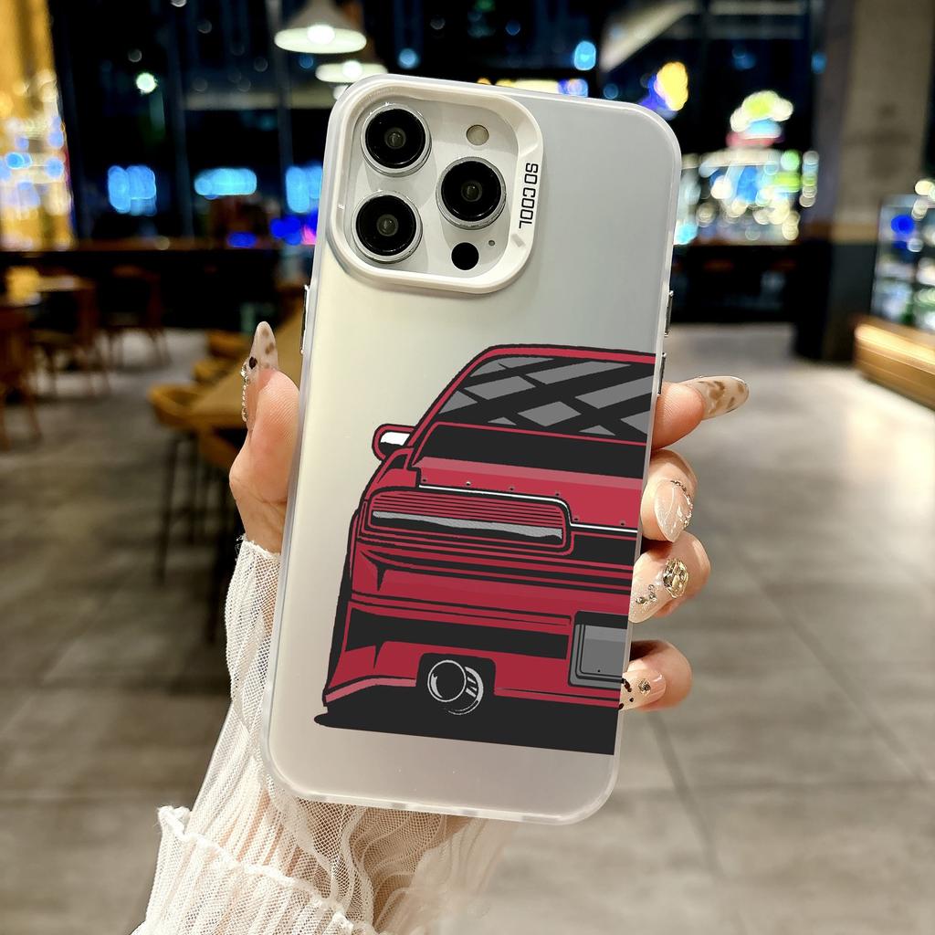 Color Phone Case For iPhone 17 16E 16 11 15 14 Pro MAX 12 13 MINI 7 8 Plus XR SE Silver IMD Cover Japan JDM Sports Cars Comic