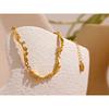 Yhpup New Design Metal Rock Texture Stainless Steel Gold Color Plated Statement Chain Bangle Bracelet Vintage Fashion Jewelry