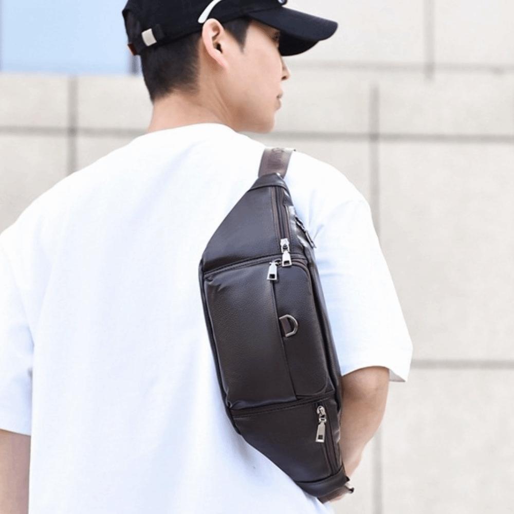 Large Capacity Men Crossbody Bag Waterproof Waist Bag Student Shoulder Bag  Outdoor Sports
