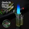 New Four Nozzle Visual Air Chamber Straight Forward Windproof and Waterproof Lighter Cigar Moxibustion Lighting Accessories