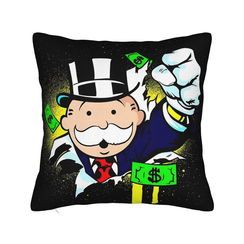 Alec Monopoly B Lucky Dragon Pillow Case Graphic Pillow Cover Retro Trendy Cushion Cover For Sofa Couch Bed Living Room