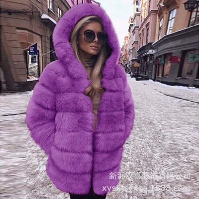 S-10XL Imitation Fox Hair New Medium and Long Coat Women's Long-sleeved Coat
