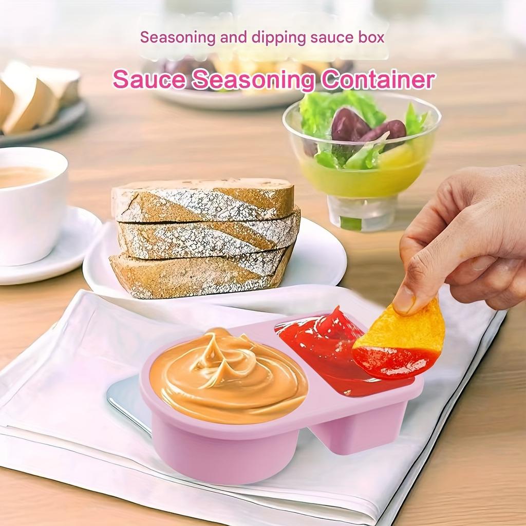 3er-Pack Silikon-Snackbehälter 2 Fächer Wiederverwendbare Snackle Box mit Deckeln für Snacks, Salatdressing & Meal Prep Lebensmittelaufbewahrung