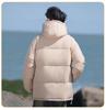 Cross-border E-commerce Fashion Couple's Short Down Jacket - White Duck Down, Windproof, Warm, Thick, Stand Collar, Winter Style