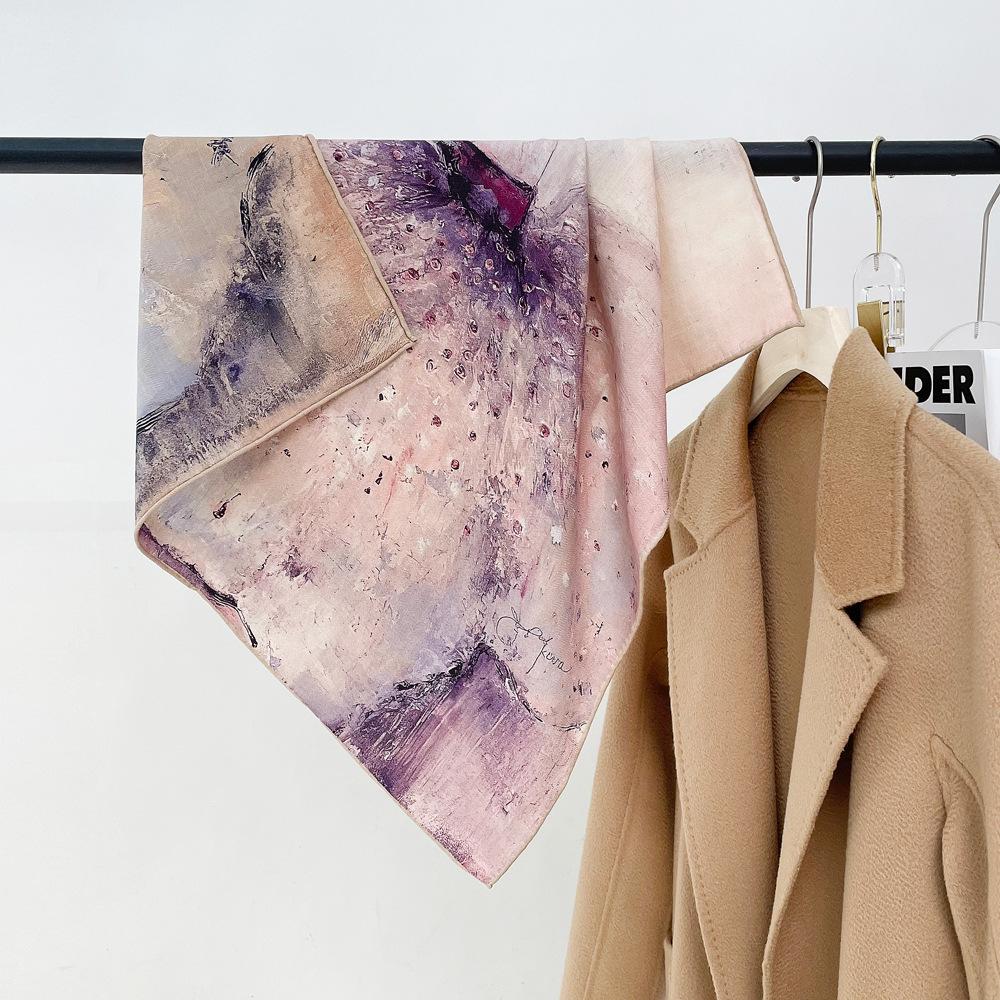 

Осень и Зима Двусторонний Двухцветный Животный Карнавал Шелк Шерсть Шелковый Шарф Женский Легкий Роскошный Высококлассный Платок Универсальный Шарф 66cm