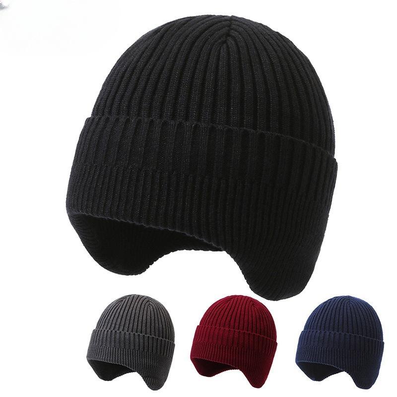 Men's Wool Hat, Ear Protection, Knitted Hat, Winter Autumn and Winter Thickened Warm Outdoor Cold Cycling Cold Hat Women