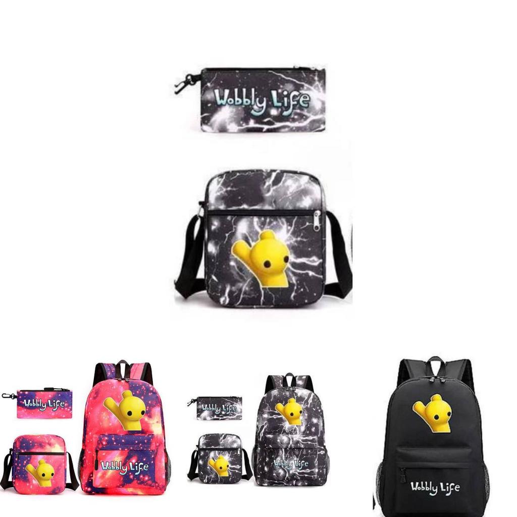 Wobbly Life Character Print School Backpack Trio With Air Cushion Straps For Boys And Girls