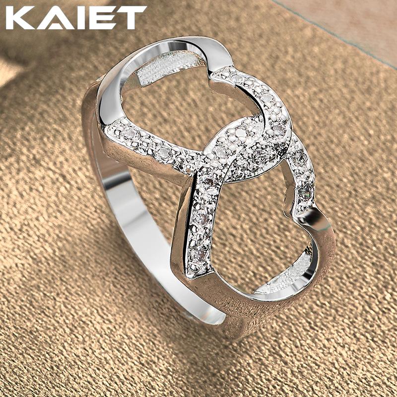 925 Silber Doppelherz 7-10 Ring Für Damen Modeaccessoires Schmuck