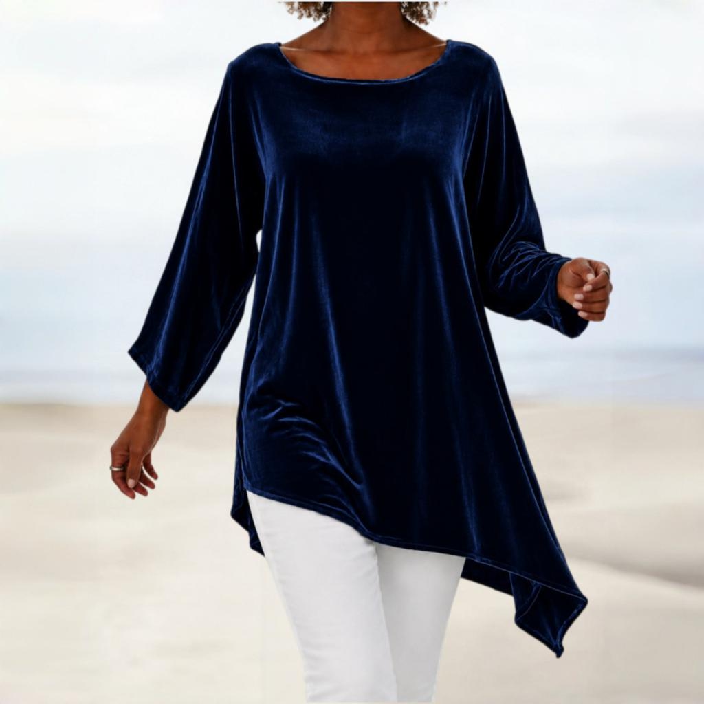 Women's Velvet Long Sleeve T-Shirt Round Neck Loose Fit Casual Top
