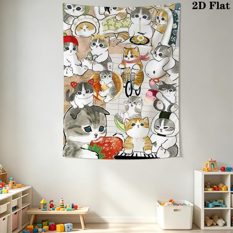 Cozy Cartoon Cats Pattern Home Decor Tapestry, Wall Hanging, Decorative RV Wall Cloth.ZGT0914370