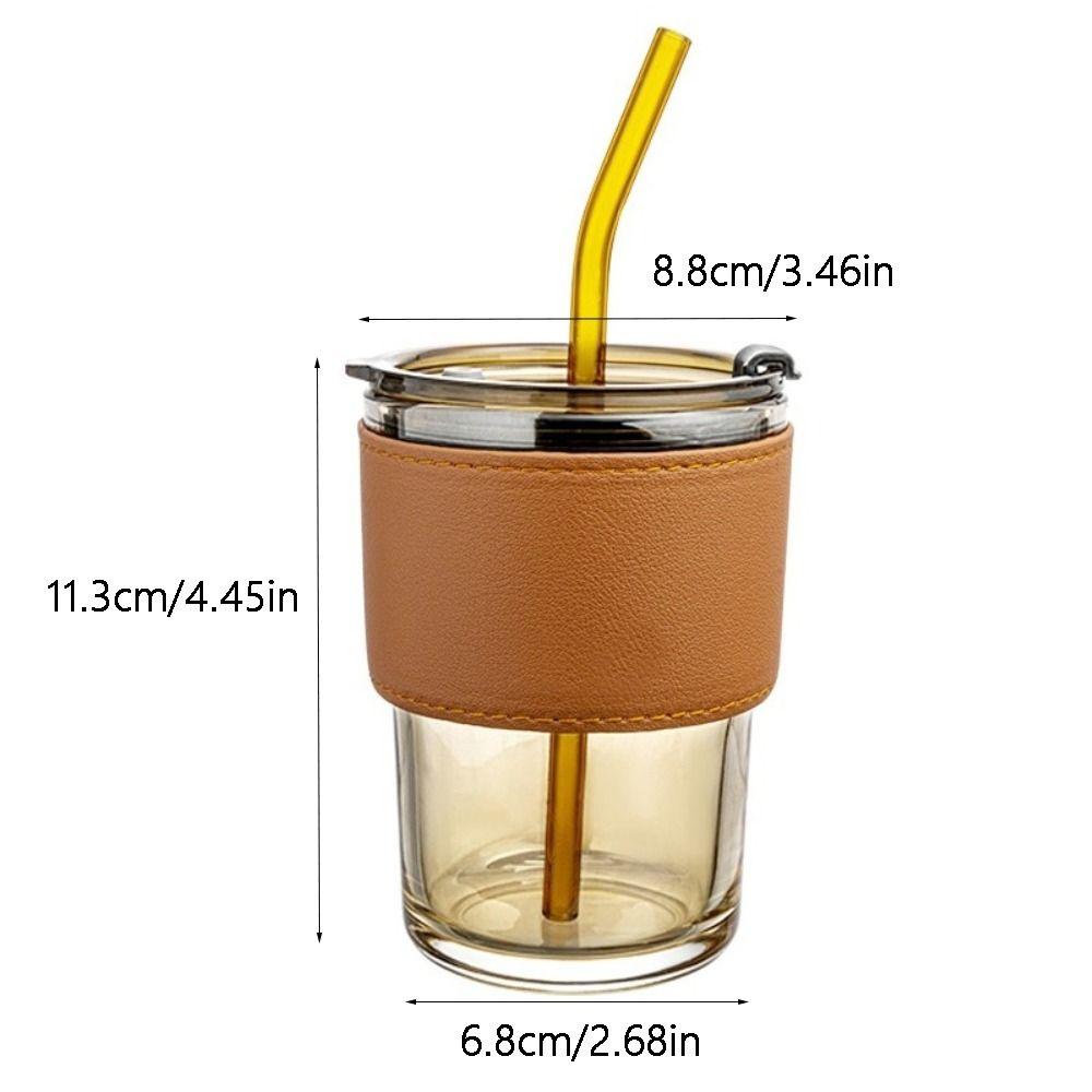 400ml Κούπα Γάλακτος από Γυαλί Διάφανη Κούπα Καφέ με Καλαμάκι Κούπα από Μπαμπού Wind Κούπα για Καλαμάκι Καφέ Πάρτι