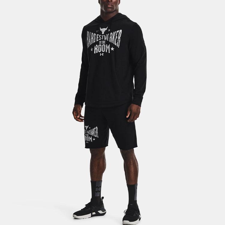 Under Armour Terry Casual Sport Printed Hoodie Men Tops Black 1370458-001