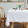 Nordic Tablecloth Solid Color Color Ball Table Cover Cotton And Linen Tablecloth Christmas Party Decoration Fabric White