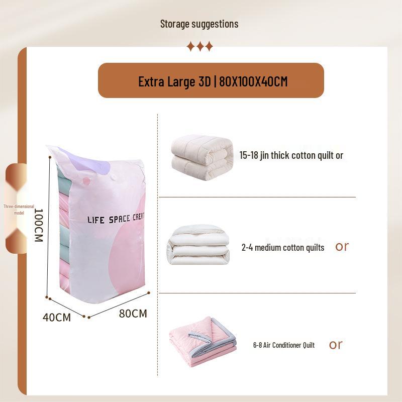 3D Vacuum Compression Bag for Clothes & Quilts - No Pump Needed