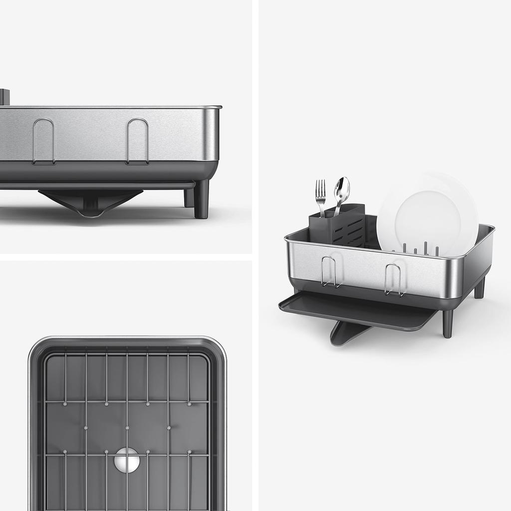 Simplehuman Compact Dish Drainer Stainless Steel Dish Rack with Residue Resistant Coating Simplehuman